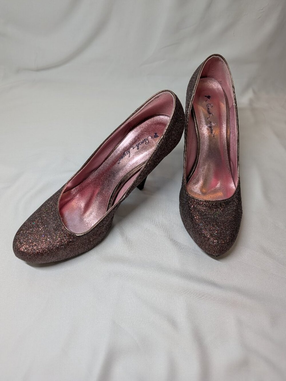 Glitter Platform Heels – Bronze Sparkle – Women's 10